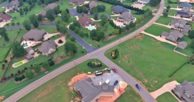 Beautiful aerial view roof homes small American town in summertime South Carolina United States of America
