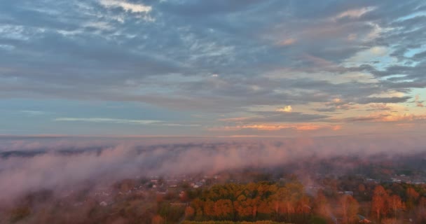 Evening Sunset South Carolina Forest Mountains Heavy Glorious Fog — Vídeo de Stock