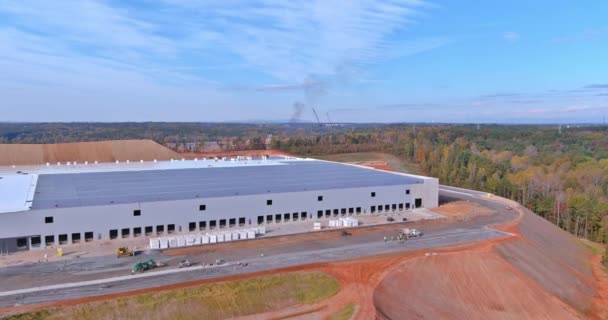 Construction Warehouse Construction Site Aluminum Framework Structure Constructed Metal Steel — Stockvideo