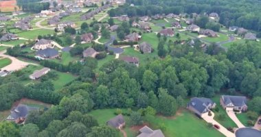View beautiful roofs small American town in summer time from an aerial view US state of South Carolina