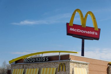 January 10, 2023 Atlanta, GA USA Mc Donalds sign of fast food restaurant in exterior view of contemporary