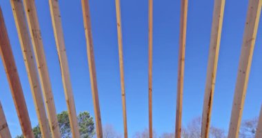 Details wooden roof frame at new house construction roofing