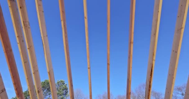 Details Wooden Roof Frame New House Construction Roofing — Stock video