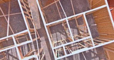 10 December 2022 Wellford SC USA During construction of new house wood framing beams are used in order to support
