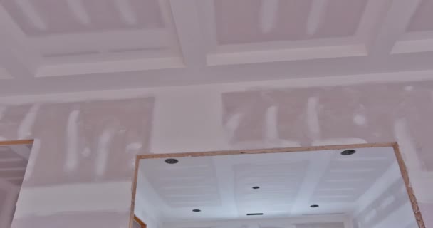 New Construction House Plastering Drywalling Has Been Completed Ready Painting — Stock videók