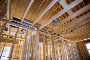 Frame system has been designed for new house which is in process of construction truss beam frames systems