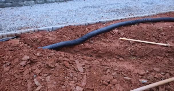 Need Lay Drainage Pipe Rain Water Parking Lot Which Covered — Vídeo de Stock