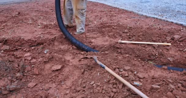 Need Lay Drainage Pipe Rain Water Parking Lot Which Covered — Videoclip de stoc