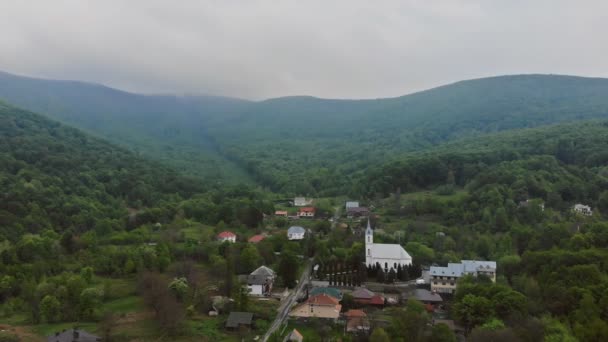 Peaceful Morning Mountain Forest Fog Village Mountains — Stock videók