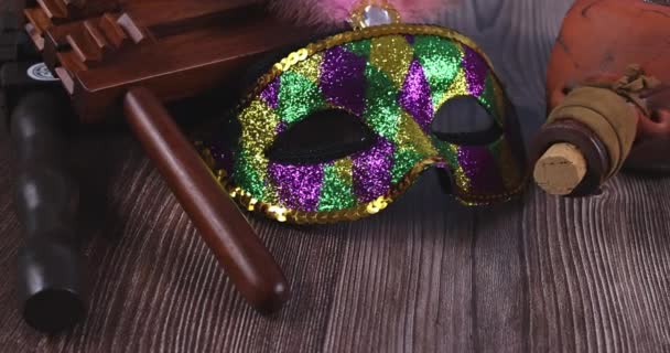 Purim Festival Jewish Holiday Celebrated Cookies Shofars Tallits Carnival Masks — Stok video