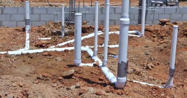 Involves Installation New Utility Sewer Water Lines Foundation New Home — Vídeo de Stock