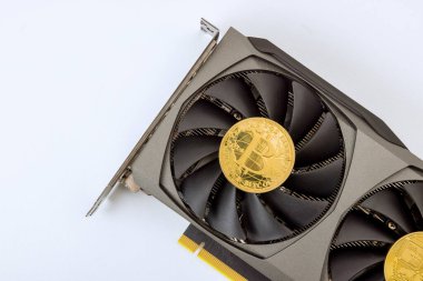 Computer using graphic video card for mining crypto currency of virtual money Bitcoins