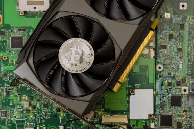 Sanal para şifreli para madenciliği Bitcoins grafik video kartı ile donatılmış bilgisayar kullanarak