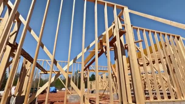 Essential Framing Beam Properly Installed Ensure Safety Stability New House — Stock Video