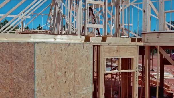 Rámcová Rámová Tyč Při Výstavbě Nového Domu — Stock video