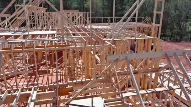 新建住宅木梁框架建筑框架结构 — 图库视频影像