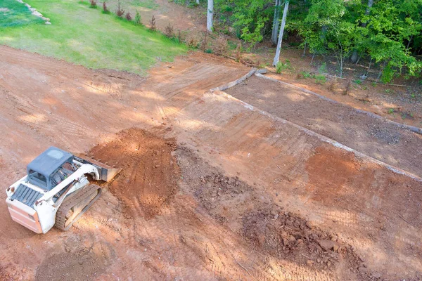Preparar Área Para Construcción Tractor Utiliza Para Mover Tierra — Foto de Stock