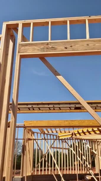 Belka Kij Domu Layout Joist Został Zbudowany Drewnianej Ramki — Wideo stockowe