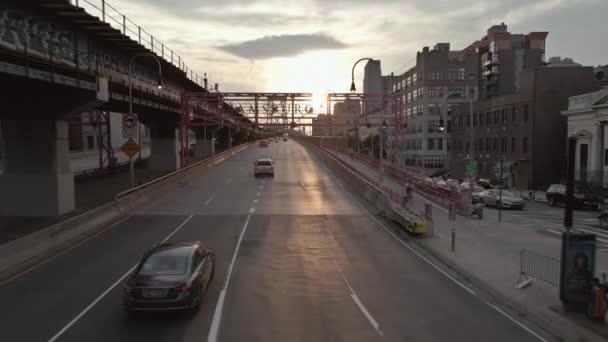 Lélegzetelállító Kilátás Nyílik Manhattanre East River Túloldalán Williamsburg Híddal New — Stock videók