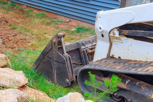 Mini Bulldozer Contribución Mejora Del Territorio Evidente Través Sus Hábiles — Foto de Stock