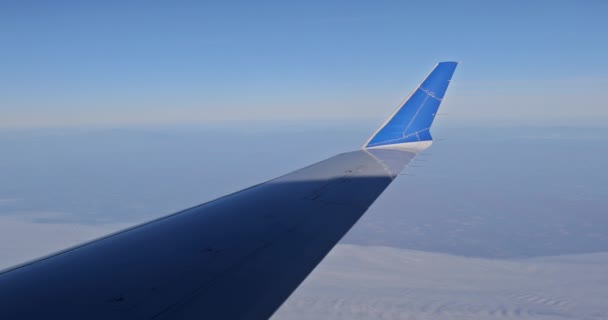 Belle Vue Fenêtre Avion Une Aile Avion Ciel Bleu Terre — Video