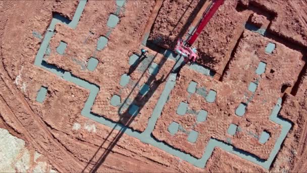 Eine Automatische Pumpe Wird Verwendet Zementbeton Bauprozess Des Hauses Mit — Stockvideo