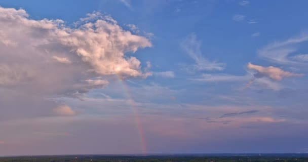 Sky Transformed Mesmerizing Sight Rainbow Appeared Powerful Thunderstorm — стоковое видео