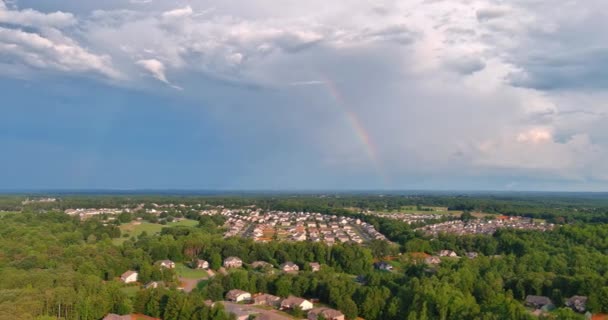 Intense Thunderstorm Beautiful Rainbow Emerged Sky — Stockvideo