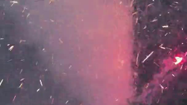 Sparklers Añadió Toque Magia Celebración Uniéndose Hermosa Exhibición Fuegos Artificiales — Vídeo de stock