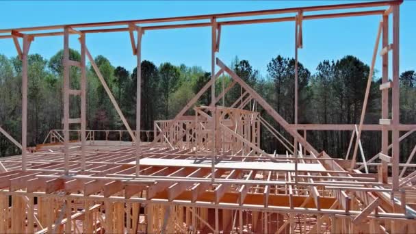 Estrutura Para Nova Casa Residencial Está Sendo Construída Canteiro Obras — Vídeo de Stock