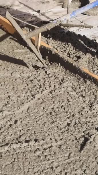 Construction Site Pour Wet Concrete While Paving Driveway New Home — Stock Video