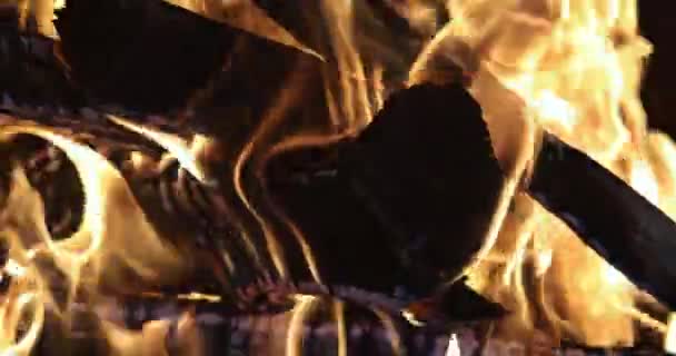 Kominek Spalający Drewno Płomień Płonący Zimie — Wideo stockowe