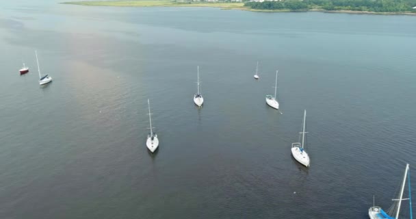 Viele Schöne Boote Segelboote Yachten Auf See Eine Perfekte Sommerflucht — Stockvideo