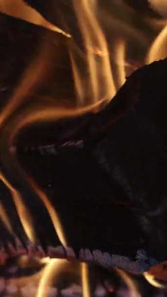 Kominek Spalający Drewno Płomień Płonący Zimie — Wideo stockowe