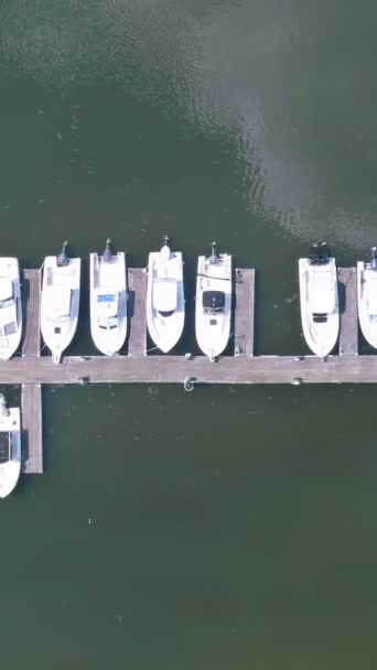Yacht Barca Vela Barche Marina Costiera Vista Panoramica Aerea — Video Stock