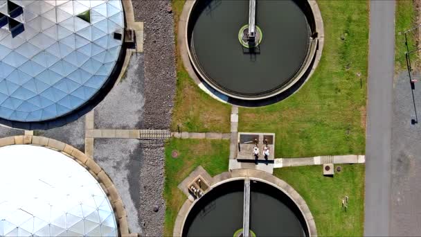 Planta Tratamiento Aguas Residuales Urbanas Industriales Con Tanques Aireación Purificación — Vídeos de Stock