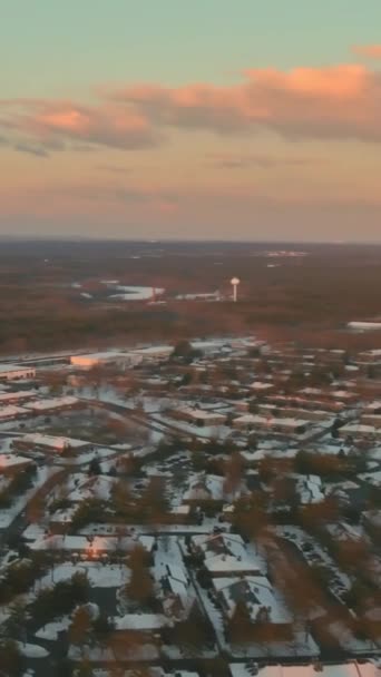 Havas Kis Amerikai Város Légi Felvétel Télen Házak New Jersey — Stock videók
