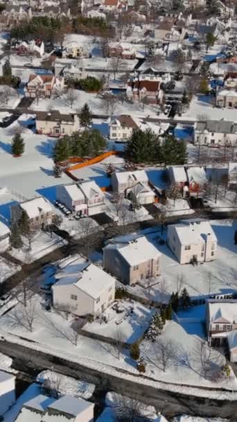 Havas Falu Felülről Télen Házak New Jersey — Stock videók