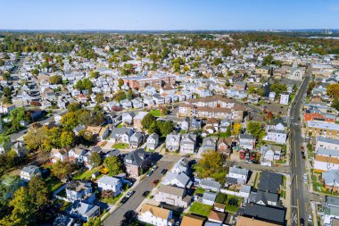 Residential area small countryside American town in landscape private houses in New Jersey state clipart