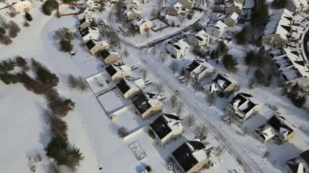 Amerikai Kisváros Varázsa Borította Házak Felülről Télen New Jersey Usa — Stock videók