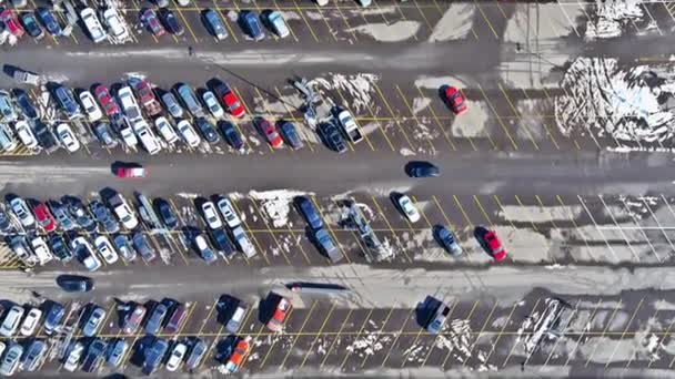 Stor Parkeringsplats För Bilar Ligger Nära Ett Köpcentrum South Carolina — Stockvideo