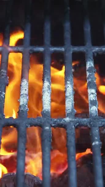 Using Grill Fire Pit Preparing Coals Roasting Barbecued Meats Fire — Stock Video