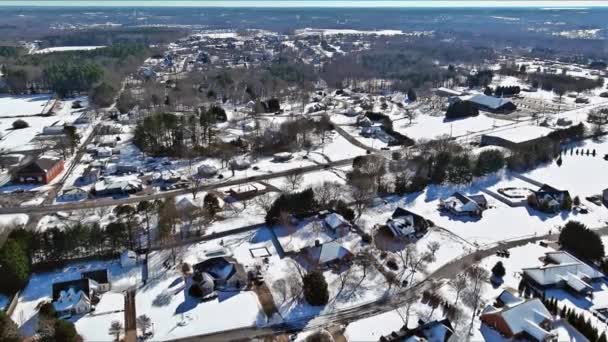 Private Homes Lining Quiet Suburban Streets Small American Town Winter — Stock Video