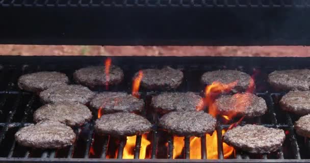 Horkém Grilu Plamen Americký Hovězí Burger Grilované Dokonalosti — Stock video