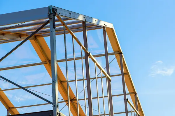 stock image Steel building framework frame beams under construction for an industrial commercial building