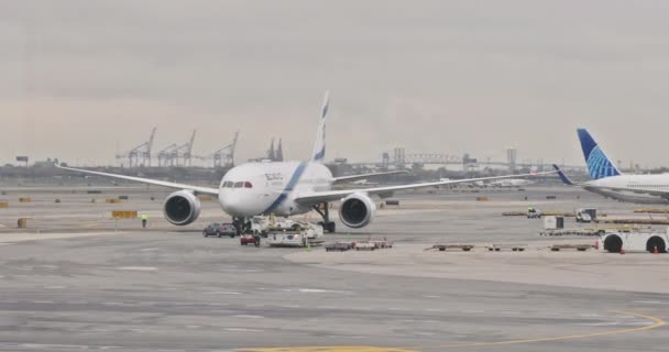 Października 2023 Ewr Airport Newark Usa Jest Przygotowanie Samolotu Israel — Wideo stockowe