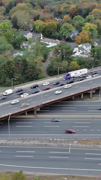 Flygfoto Över Amerikanska Motorvägen New Jersey Turnpike Med Snabbrörlig Trafik — Stockvideo