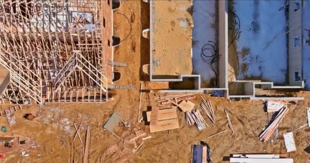 Chevrons Toiture Solives Poutres Sur Construction Résidentielle Neuve — Video
