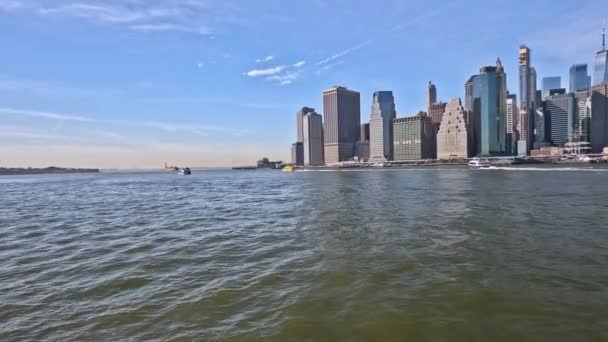 Prachtig Panoramisch Uitzicht Manhattan Skyline Zonnige Dag Met Stadsgezicht Lower — Stockvideo