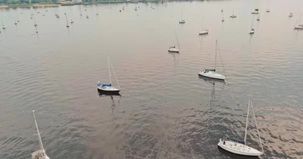 Ocean Viele Schöne Boote Segelboote Yachten Für Modernen Wassertransport Lifestyle — Stockvideo